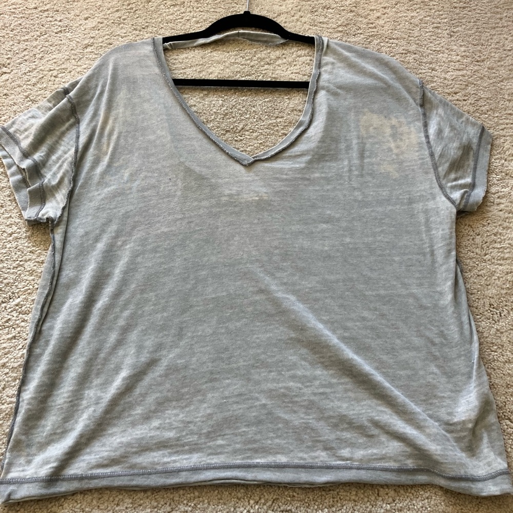 Free people oversized open back v neck t shirt